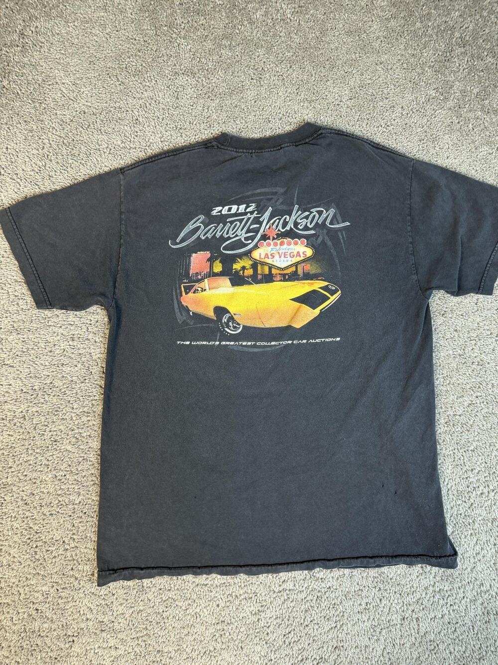 Barrett-Jackson Shirt Mens L Black Las Vegas Car Graphic Crew Neck Cotton
